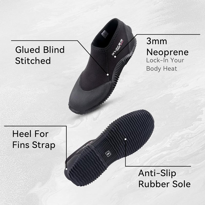 XUKER Neoprene Diving Scuba Boots Men Women 3mm Wetsuit Water Booties with Anti-Slip Sole Sand Beach Shoes - Image 2